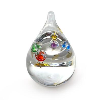 TRÄNENFÖRMIGES GALILEO THERMOMETER mit fünf schwimmenden Kugeln