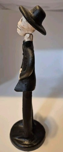 Day of the Dead Wood Clay Figure Black Suited - Picture 3 of 5