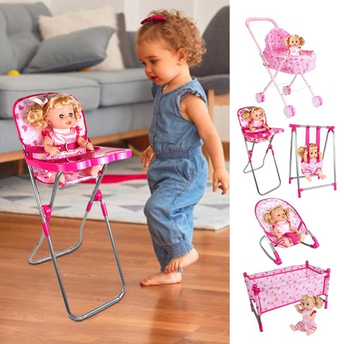 Kids Pushchair Deluxe Buggy Childrens Baby Pram Doll Cot Stroller Great Fun Toy - Foto 2 di 18