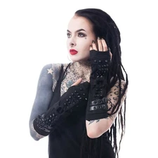 Poizen Industries Shadow Arm Warmers Steampunk Spikes Punk Studs AAW-SHADOW-B-1