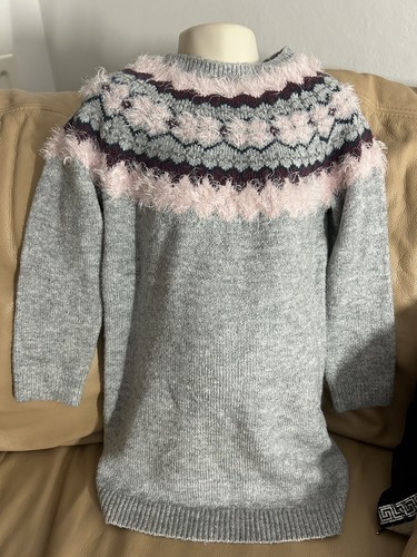 Mädchen grau langarm warmes Kleid Alter 5-6 6-7 Jahre