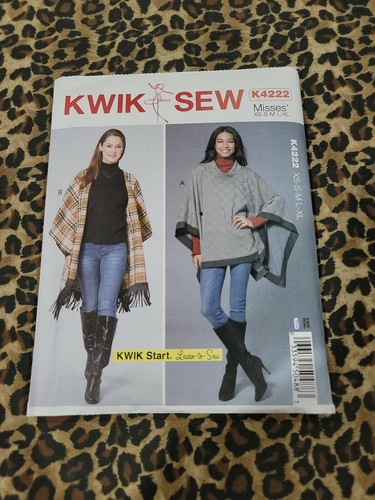 KWIK SEW Sewing Pattern K4222 MISSES PONCHO  XS-XL NEW FF Un-Cut (2387 - Picture 1 of 2