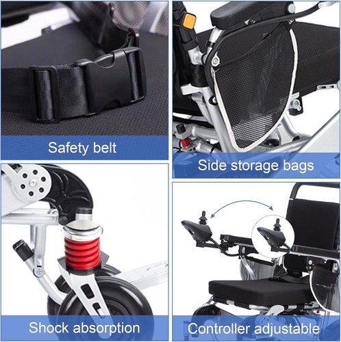 500W Lightweight Electric Wheelchair Lithium Battery Folding Power Wheelchair US - Picture 11 of 15