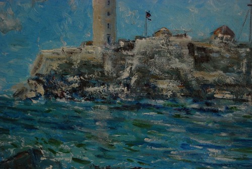 CASTILLO Y BAHÍA ORIGINAL ENMARCADO EL MORRO HABANA ANTIGUA, ARTISTA CUBANO: HECTO VIDAL - Imagen 11 de 24