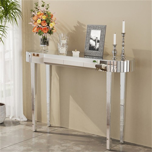 Venetian Mirrored Console Table Modern Glass Entryway Table Geometric Side Table - Picture 4 of 22
