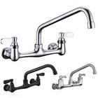 Commercial Kitchen Faucet 2 Handle 8 Inch Center Wall Mounted Swivel Sink Mixer