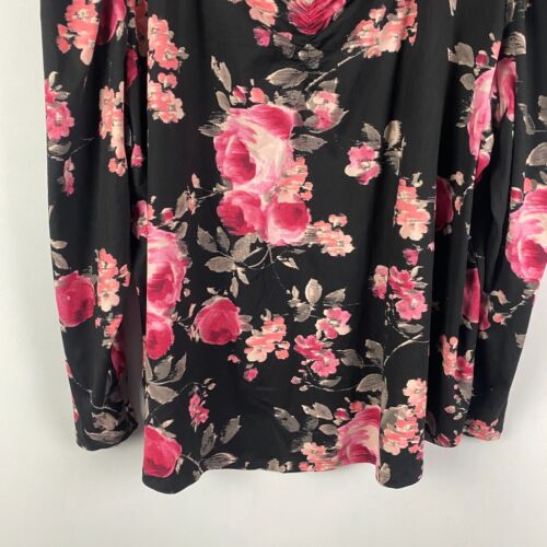 Maurices Black Floral Sweetheart Neck Puff Sleeve Top Size 3X Long Sleeve - Picture 3 of 11