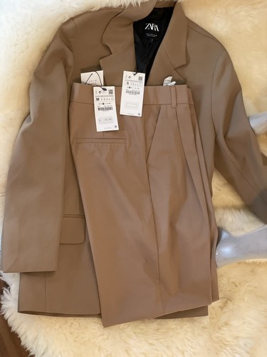 CHAQUETA BLAZER MUJER ZARA SASTRE CON PANTALÓN MARRÓN CAMEL Talla Pequeña y Mediana - Imagen 10 de 10