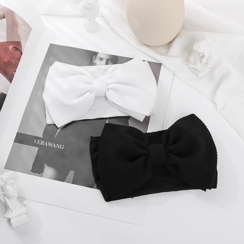 Baby Girl Bow Headbands Black White Nylon Bows for Infant Toddler 0-6 Months - Picture 8 of 8