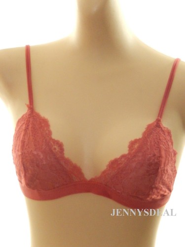NWT CUTE ROMATIC FLORAL LACE NO WIRE 2 TONE LINED TRIANGULAR BRALETTE BRA TOP - Picture 7 of 12