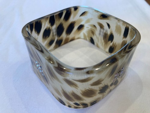 Lucite Leopard Spots Square Armreif Armband mit Strass - Bild 2 von 7