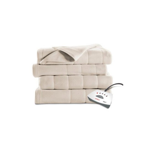 Sunbeam Electric Heated Fleece Channeled Blanket, Queen, Off-White Sunbeam Electric Heated Fleece Channeled Blanket, Queen, Off-White