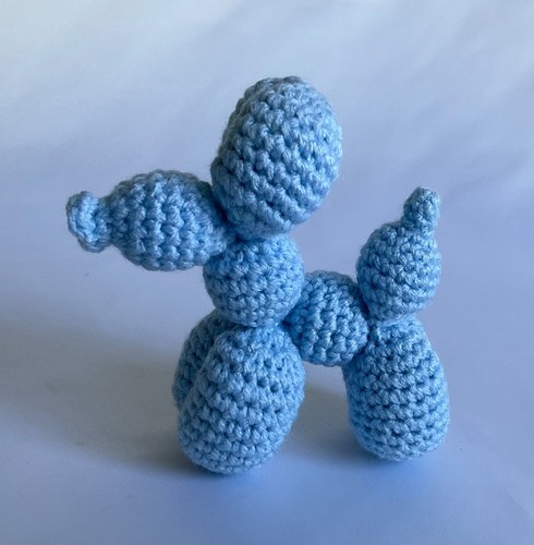 New Handmade Crochet Blue Balloon Dog Amigurumi 5” Plush - Picture 2 of 3