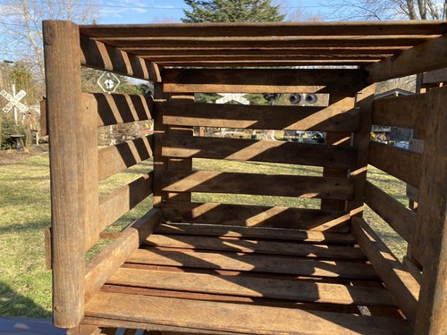 QTY 4 ANTIQUE WOOD FOLDING BOX CRATE CARRIER FARM ORCHARD STORE FIXTURE DISPLAY - Picture 12 of 12