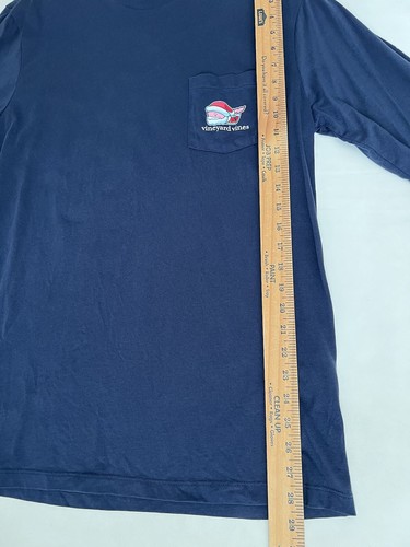 Vineyard Vines Langarmshirt blau Urlaub Santa Wal Grafikdruck Erwachsene M - Bild 5 von 17
