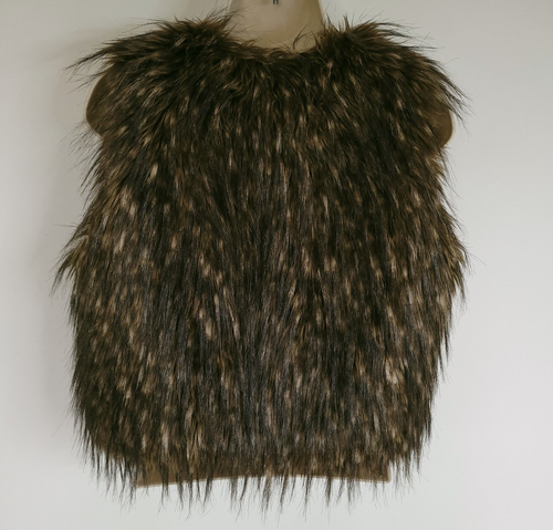Rezrekshn by Esther Chen Vest Womens Small Brown Faux Fur V Neck Lined - Picture 2 of 11
