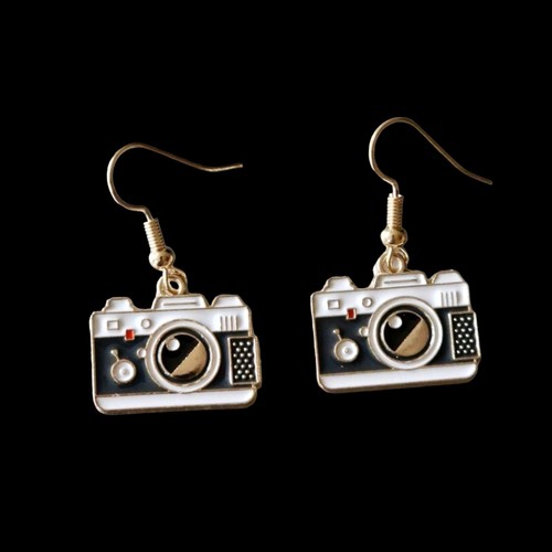Retro Camera Enamel Dangle Earrings ~ Photography Gift. - Picture 5 of 7