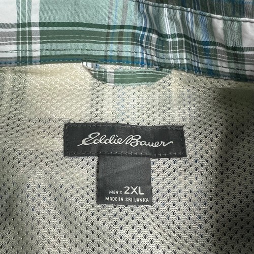 Camisa Eddie Bauer Para Hombres 2XL Verde A Cuadros Botones Mezcla de Nylon Causal Exterior - Imagen 6 de 13