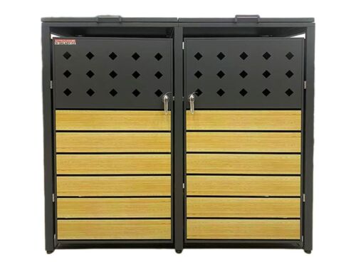 Mülltonnenunterstand D01GW2, für 2 Mülltonnen, modern, anthrazit/braun - N - Bild 2 von 7