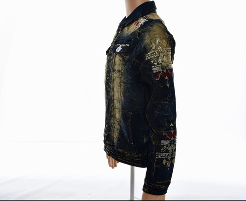 HERRENJACKE 8IGHTH DSTRKT NIETEN MITTERNACHTSBLAU/GOLD BESTICKT - Bild 3 von 5