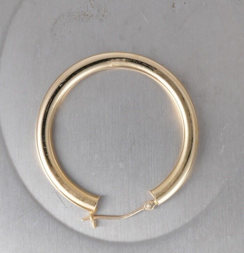 14K Yellow Gold Tube Hoop Earrings Designer UT Fine Estate - Picture 11 of 12