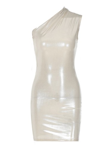 Womens Clubwear Bodycon Dress Wetlook Package Hip Dresses Metallic Mini Dresses - Foto 7 di 69