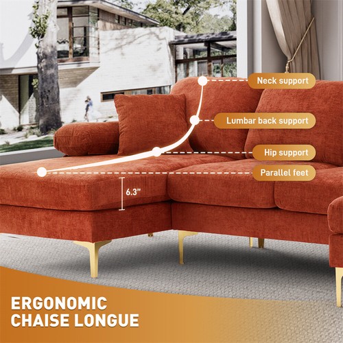 112in Modern Comfy U-Shaped Sectional Sofa Chenille Fabric 4 Seater Sleeper Sofa - Picture 47 of 88