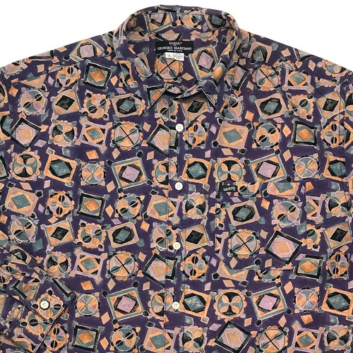 GUESS Georges Marciano Vintage Shirt Made in USA 80's Abstract Wild Art Print XL - Picture 2 of 7