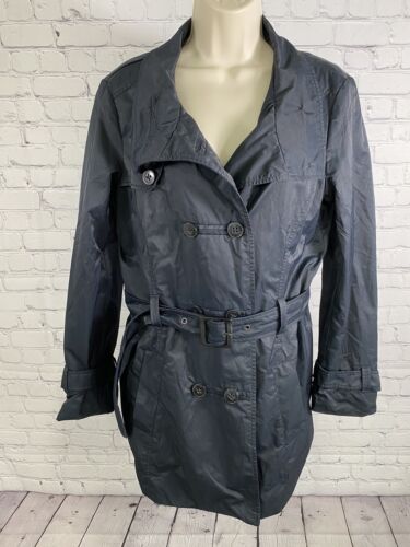 Esprit Gürtel zweireihig schwarz Kragen Tasche Trenchcoat Jacke 10