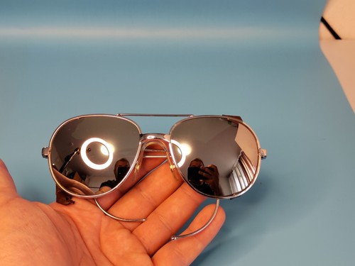 OCCHIALI DA SOLE PILOTA GLACIER VINTAGE ANNI 80 METALLO ARGENTO MADE IN GERMA... - Foto 5 di 12