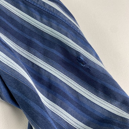 Tommy Bahama Long Sleeve Shirt Large Blue Striped Silk Wool Button Up - Picture 8 of 11