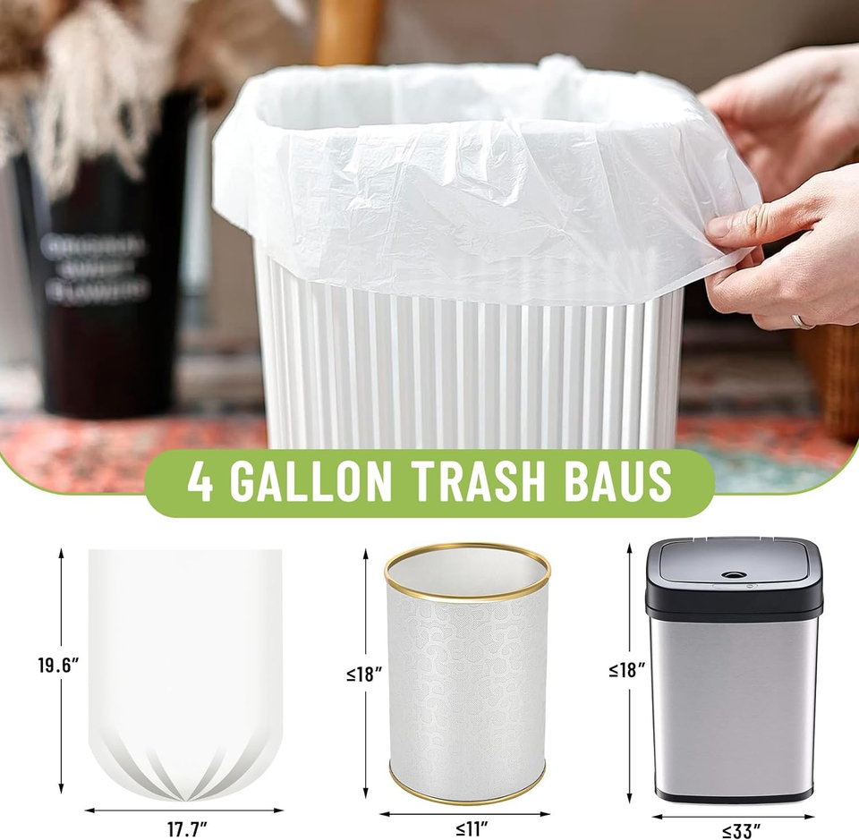 Small Trash Bags 4 Gallon 100 Count Small Garbage Bags Bathroom Trash