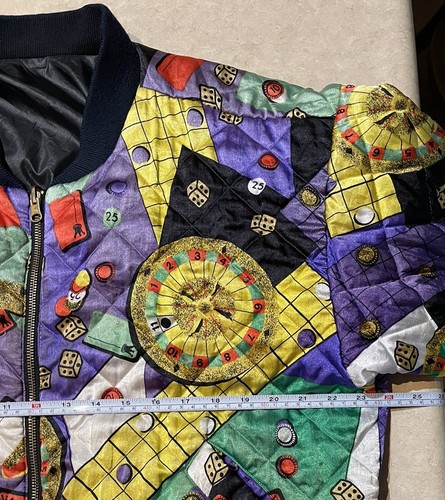 Vtg Mulberry Street Reversible Casino Print Full Zip Color-block Coat Women L/XL - Picture 5 of 12