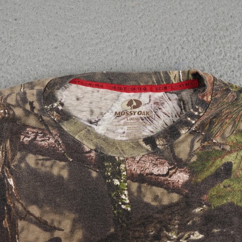 Mossy Oak Camo Shirt Mens Large Green Brown Woodland Camo Short Sleeve Hunting - Picture 4 of 12