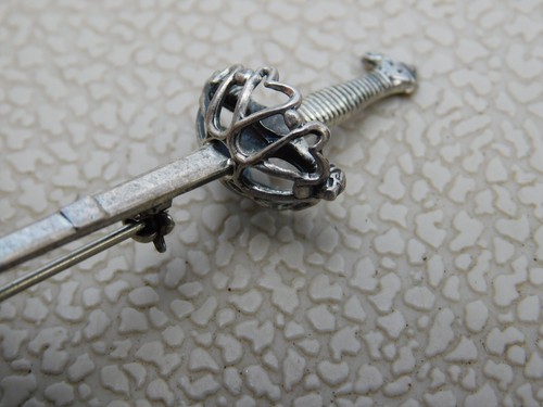 2,75" Sterlingsilber schottischer Kilt Schwert Anstecknadel Rapier Anstecknadel Brosche 3,3 g - Bild 2 von 6