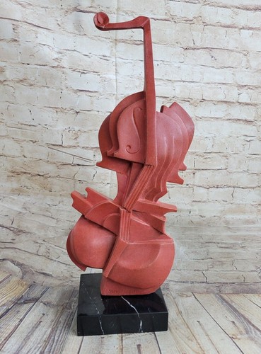FIGURA DE MÚSICA DE VIOLONCHELO METAL BRONCE PESADO FIGURA ESTATUA ADORNO DE DALÍ - Imagen 6 de 7