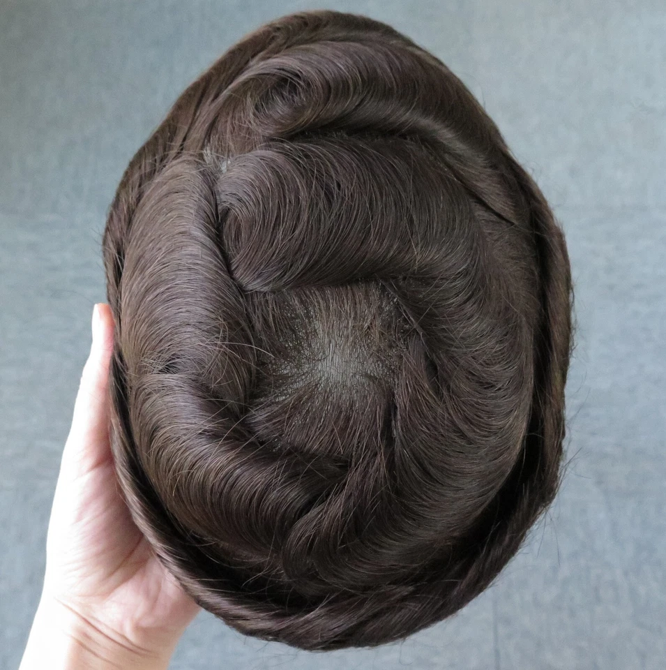 Repuesto de sistemas de cabello invisibles de poli PU para hombre de piel ultra delgada Foto 4 de 4