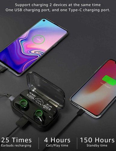 True Wireless Earbuds Waterproof Headset Headphones With Mic Case for Bluetooth - Zdjęcie 7 z 12