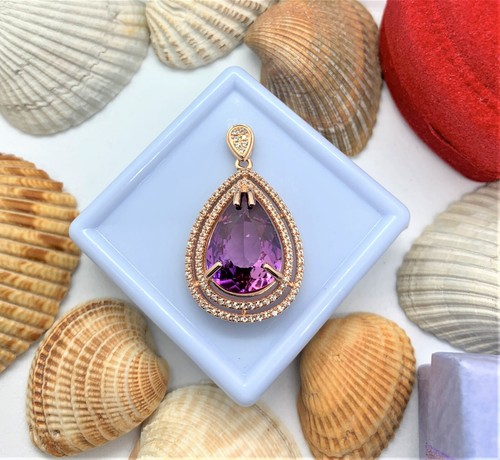 Certified Flawless 8Ct Nat Heated Tanzanite Pendant in 18k Gold Plated Sterling - Picture 12 of 12