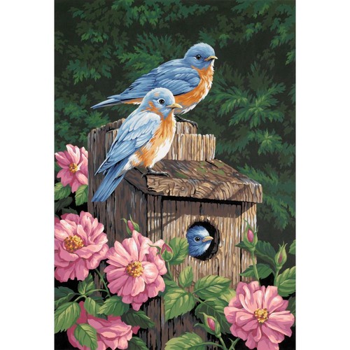 Dimensions Paint Works Paint By Number Kit Garden Bluebirds 14" X 20" NEW - Picture 1 of 1