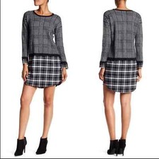 SOFT JOIE Black & White Mixed Media Dinay Sweater Dress Size Medium