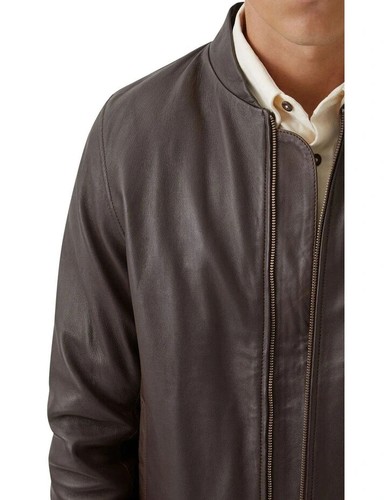 Men’s Brown Leather Jacket Vegetable-Tanned Real Leather Eco Friendly Warm Coat. - Picture 6 of 8