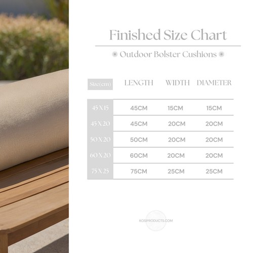 Bolster Cushions with Covers, Water Resistant, Patio, Rattan, Yoga, Orthopaedic - Picture 74 of 116