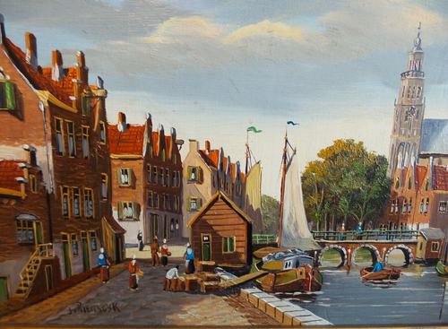 ANTIQUE OIL ON WOOD BOARD FRAMED SIGNED J. RIEMSDYK - 第 4/7 張圖片
