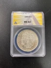1880 S MORGAN DOLLAR ANACS MS-63 - UNCIRCULATED - LUSTER - CERTIFIED SLAB - $1