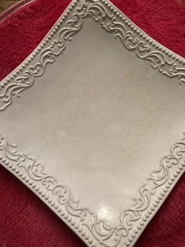 Vintage Italy Large Solid White Square Tray Platter Dish Trivette Basin Bowl - Picture 10 of 15