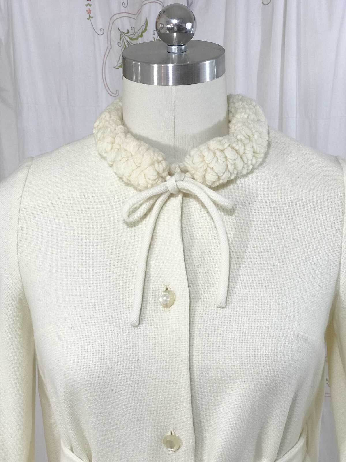 Vtg 60s Sadie for Neiman Marcus Cream Wool Coat &… - image 5