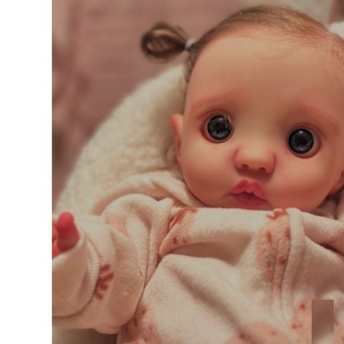 Lifelike Girl Weighted Peeka 16in Reborn Baby Dolls with Rooted Hair Belly Plate - Picture 3 of 3