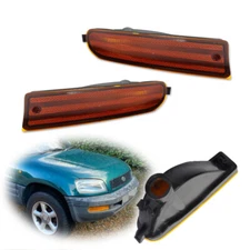 2PCS Front Amber Parking Signal Lights Housings For 1996-1997 Toyota Rav4 Rav 4