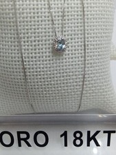 Collana in oro bianco 750 18 carati diamanti naturali acquamarina garanzia 2430